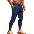 thumbnail image 5 of Men's Tapered Jogger Sweatpants, Drawstring Elastic Waist Outdoor Working Pants, Fall Slim Fit Solid Color Casual Trousers with Pockets Navy 3XL, 5 of 6