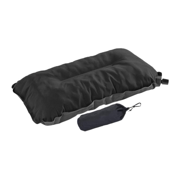 Almohada de viaje inflable, almohada de campamento, cojín de respaldo compacto y cómodo para Negro