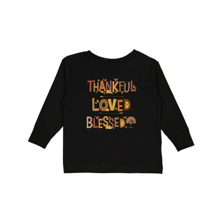 

Inktastic Thankful Loved Blessed Boys or Girls Long Sleeve Toddler T-Shirt
