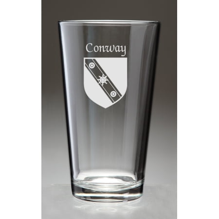 Conway Irish Coat of Arms Pint Glasses - Set of 4 (Sand Etched)