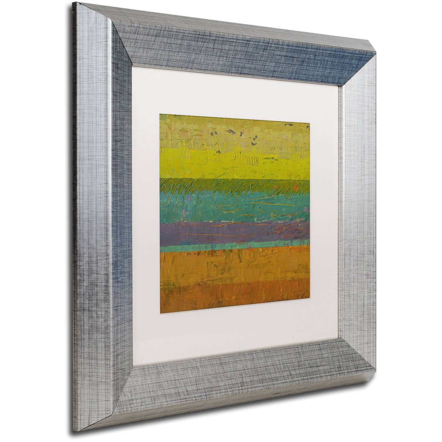 Trademark Fine Art "Chartreuse Line" Canvas Art by Michelle Calkins, White Matte, Silver Frame
