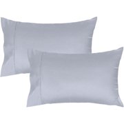 Lirex Standard Size Pillow Cases with Envelope Closure Set of 2, 100% Cotton Sateen Cooling, 20" x 26", Light Grey for Adults