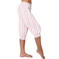 thumbnail image 2 of Kvture Women's Capris Pants Fashion Striped Straight Wide Leg Trousers with Pocket Ladies Sport Casual Cropped Sweatpant Pink S, 2 of 6