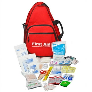First Aid Kit for Home or Auto Packed in Compact Red Bag with Handles Mfasco