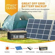 Power Queen 24V 100Ah LiFePO4 Lithium Battery Deep Cycle BMS for Solar , RV ,off-Grid