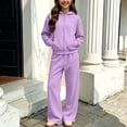 thumbnail image 6 of ITSAME Girls Fleece-Lined Outfit 2-Piece Full Zip Hoodie and Wide Leg Pants Fall Winter Warm Casual Set Size 7, 6 of 9