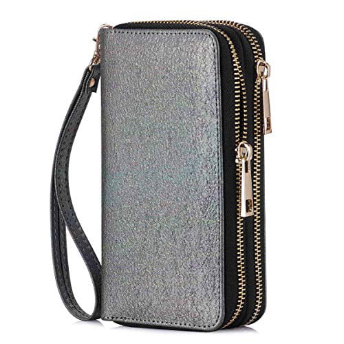 HAWEE Long Wristlet Handbag Leather Zipper Wallet for Cellphone Card Holder Coin Purse 