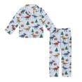 thumbnail image 3 of Yuyamidu Xmas Dinosaur Button Pajama Set of 2 Kids Long Sleeve Night Shirt & Long Pants Christmas Loungewear Pj 11-12 Boys Girls Sleepwear for Spring Fall Winter, Blue, 3 of 7