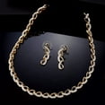 thumbnail image 3 of Estele American Diamond Gold Plated Necklace Set/Jewellery Set With Earrings For Women Suitable For All Occasions Special Gift For Wedding, Engagement, Anniversary, And Birthday, 3 of 5