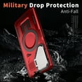 thumbnail image 6 of ELEHOLD Magnetic Case for Samsung Galaxy S23 FE, Military Grade Shockproof Rugged Case Built-in Metal Camera Cover with Stand,Red, 6 of 7