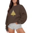 thumbnail image 1 of Gibobby Sudaderas para mujer navidad Sudadera con capucha de manga larga con estampado de oro de imitación para mujer(Marrón,XG), 1 of 4