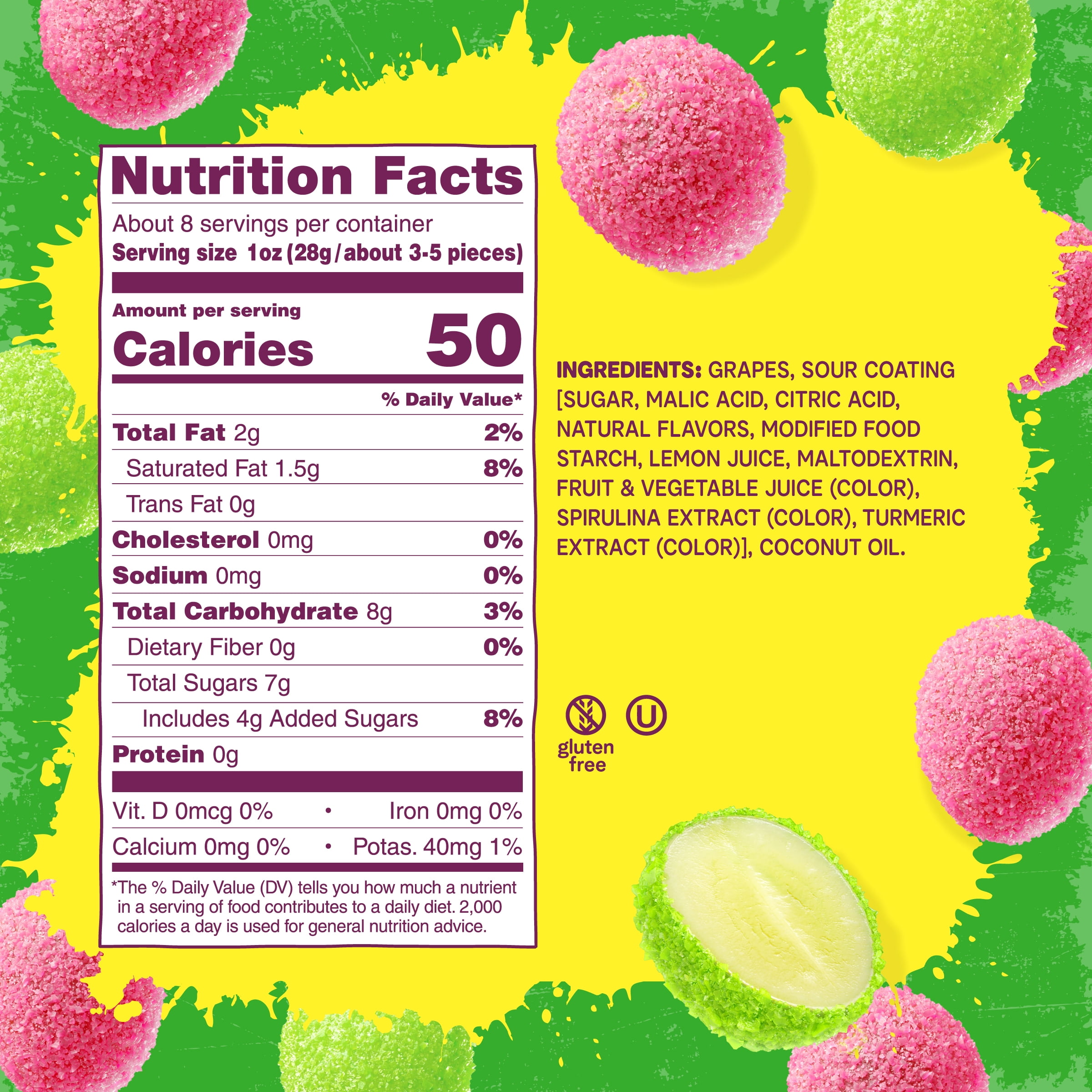 Fruit Riot X Warheads Extreme Sour Candy Grapes, Real Frozen Fruit, 8 oz
