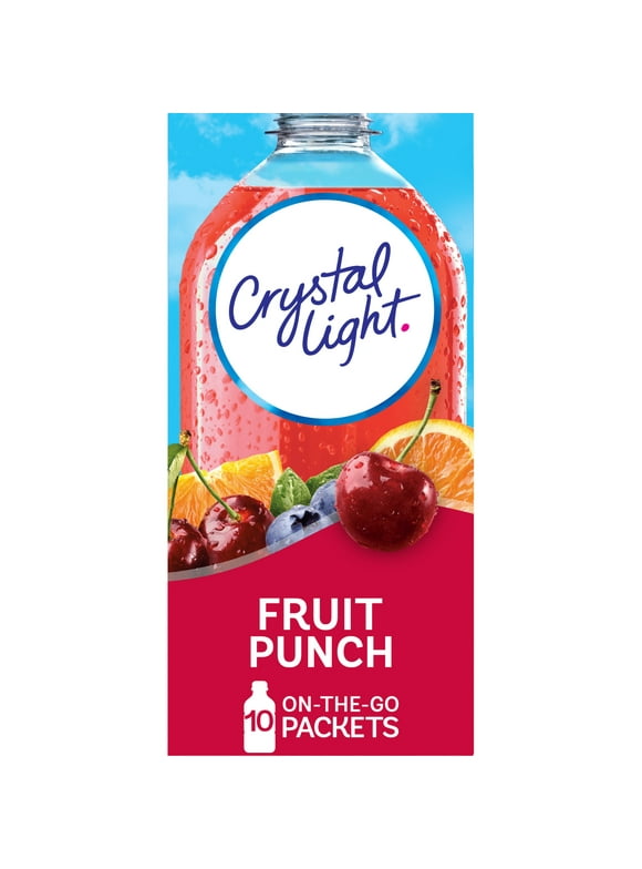 Crystal Light Fruit Punch Sugar Free Drink Mix Singles Caffeine Free, 10 ct On-the-Go-Packets