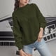 thumbnail image 2 of Gibobby SuéTer Para Mujeres Para Frío De Cuello Redondo Para Mujer Con Estampado Manga Larga Mezcla De Lana Cálida Ideal Para Primavera Y Otoño(Verde,XG), 2 of 6
