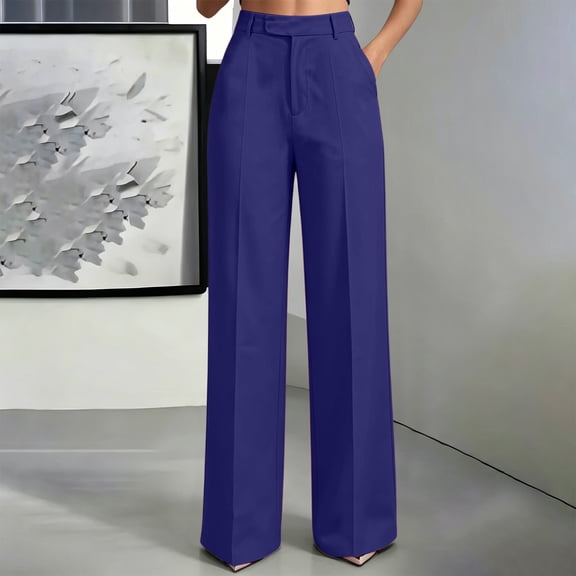 Xdegoge Women's High Waisted Wide Leg Trousers, Elegant Dress Pants with Straight Fit, Soft Flowy Fabric Professional Casual Bottoms for Office Work and Business Events