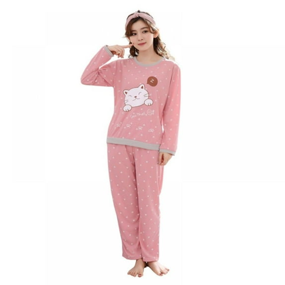 BOLLSLEY Women's Pajama Sets Cartoon Print Long Sleeves Spring Autumn Sleepwear Sets Sweet Loose Homewear M-2XL