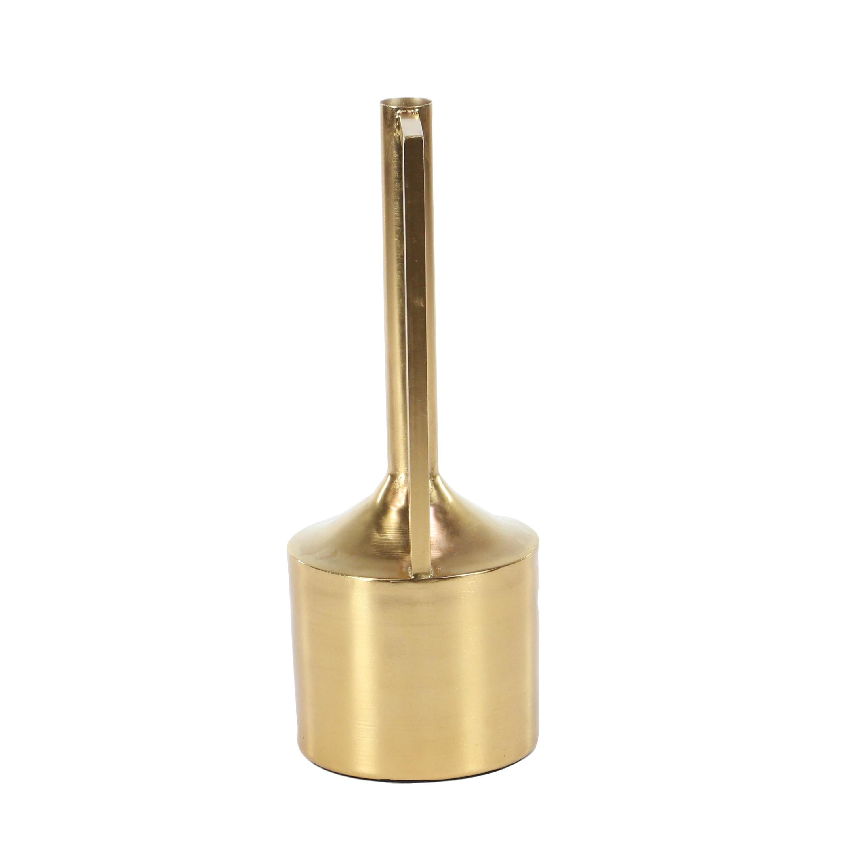 DecMode 16", 22"H Gold Metal Vase with Handles, Set of 2