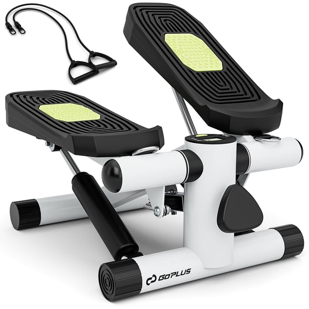 Costway Mini Stepper para Ejercicio en Casa con Bandas de Resistencia Altura Ajustable Blanco