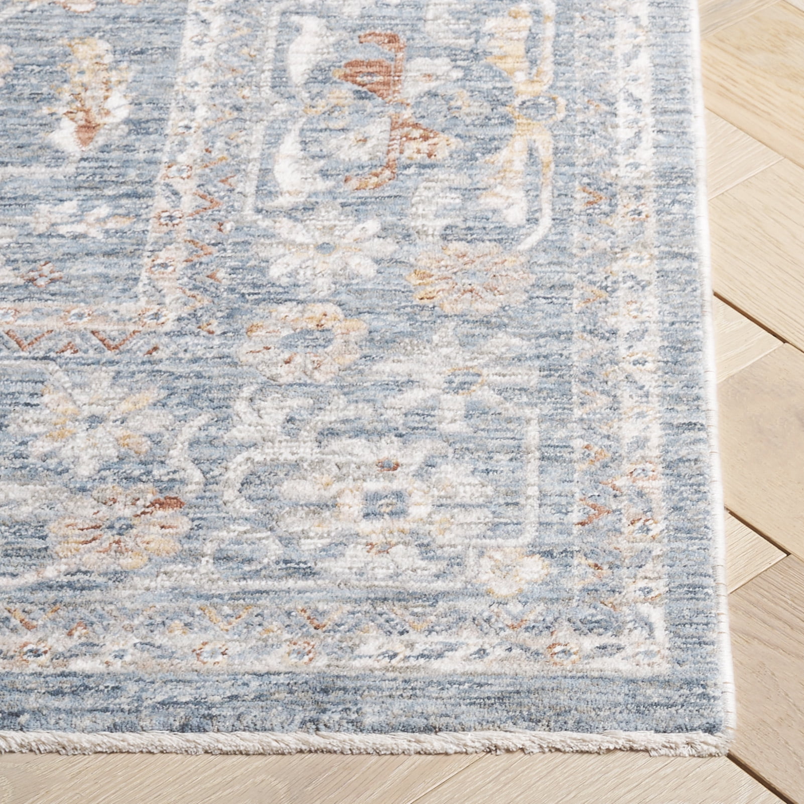 SAFAVIEH Mason Aaliyah Medallion Polyester Area Rug, Blue/Beige, 8' x 10'
