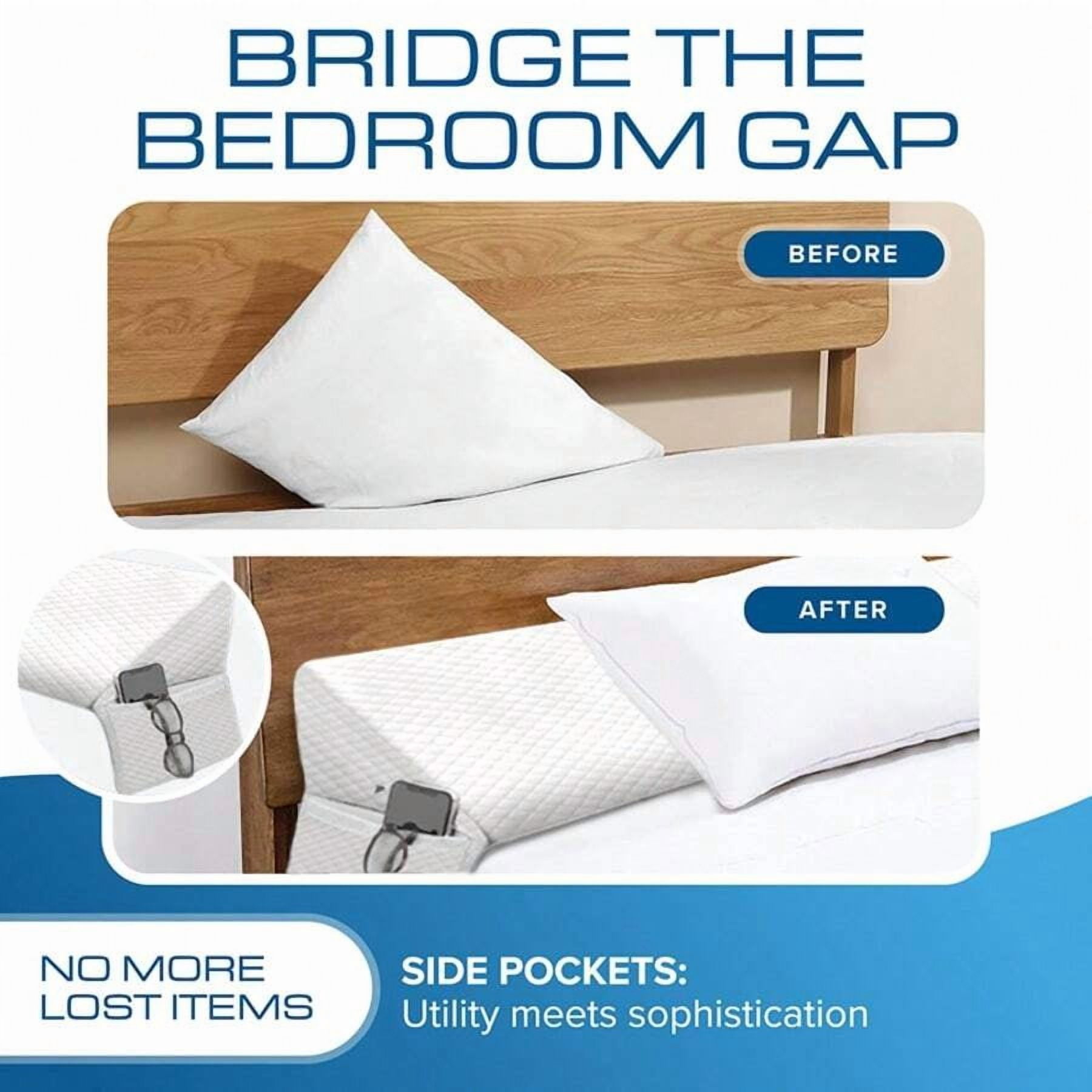 1 Piece Queen Size Bed Wedge Pillow - Foldable -Filled Adjustable Mattress Wedge (0-7" Height) | Gap Filler & Headboard Cushion, Gray Bed Wedge For Queen Beds, Spinal Alignment Aid, Fits Single/