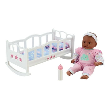 My Sweet Love Baby Doll With Crib Play Set, Deep Tan