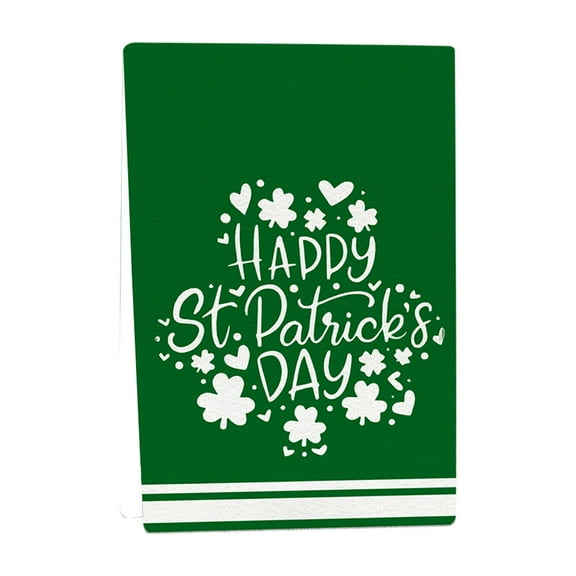 Uuowzo St. Patrick's Day Dish Towels, Lucky Shamrock Bottle Kitchen Towels, 18x26 Inch Clover Home Tea Towel, Seasonal Green Buffalo Plaid Decoration Hand Towels for Bathroom Kitchen Baking Cooking