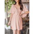 thumbnail image 3 of Womens 2023 Spring Summer Deep V Neck Elegant Bow tie Mini Dress S-XL, 3 of 5