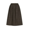 thumbnail image 5 of ClodeEU Womens Fall Winter Warm Plaid Wool Skirt ,High Elastic Waist A Line Pleated Wool Tartan Long Skirts B-Coffee,Womens Plus M, 5 of 6