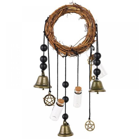 Wiccan Bell Wind Chimes Witch Wind Chimes Door Hanger Hanging Witch Bells Protection Witchcraft Home Decor for Patio Garden Boho Home Decor