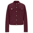 thumbnail image 6 of WMTBSRSW Womens Petite Suede Jackets Trendy Lapel Button Down Bomber Jackets Casual Solid Slim Fitted Short Outwear Wine XX-Large, 6 of 8