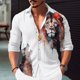 thumbnail image 1 of Camisa de manga larga para hombre con botones, a la moda, a rayas, a cuadros, estilo tribal, con diseño de rey león, informal, para exteriores, con solapa, talla grande, nueva, suave y cómoda, 1 of 6