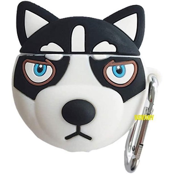 Funda para Airpods 1 y 2, diseño de Husky de silicona suave con dibujos animados en 3D, con soporte de hebilla de anillo, funda protectora de carga a prueba de golpes, piel fresca Kawaii