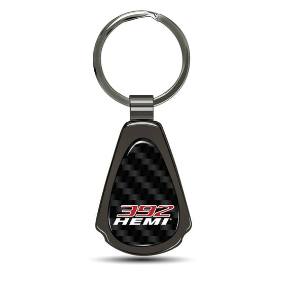 HEMI 392 Real Black Carbon Fiber Gunmetal Black Metal Teardrop Key Chain