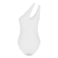 thumbnail image 6 of Elainilye Fashion Bodysuits for Women Sexy Pure Cotton Ribbed One Shoulder Hollowed Out Jumpsuit,White, 6 of 9