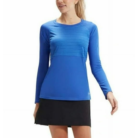 Speedo Womens Performance Swim Tee Blue Medium