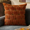 thumbnail image 3 of Fall Pillow Covers 18x18 Set of 2 Fall Decorations Rust Green Yellow Pumpkin Throw Pillow Cases Soft Plush Faux Fur Wool Couch Cushion Case for Chair Sofa Bedroom Living Room Home Decor PTK02P18, 3 of 10