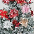 thumbnail image 4 of 24 Pack Artificial Christmas Flowers, Xmas Glitter Poinsettia 5.5 inch Artificial Flowers Christmas Tree Decorations Clearance Ornaments with Clips, 4 of 6