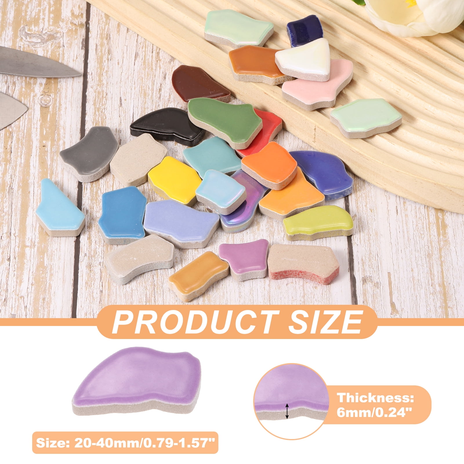 Uxcell 500g/1.1LB Irregular Ceramics Mosaic Tiles, 0.79"-1.57" Mosaic Stained Tile Broken Porcelain Pieces Stones Bulk for DIY Craft Making Vases Home Decoration, Purple