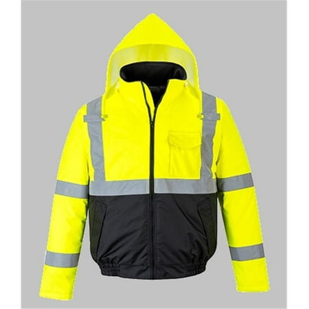 Portwest US363 2XL Hi-Visibility Value Waterproof Bomber Jacket, Yellow & Black -
