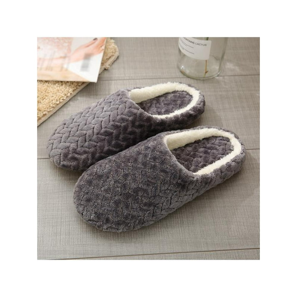 Ladies Slippers Slip On Womens Warm Bedroom Fleece House Winter Shoes