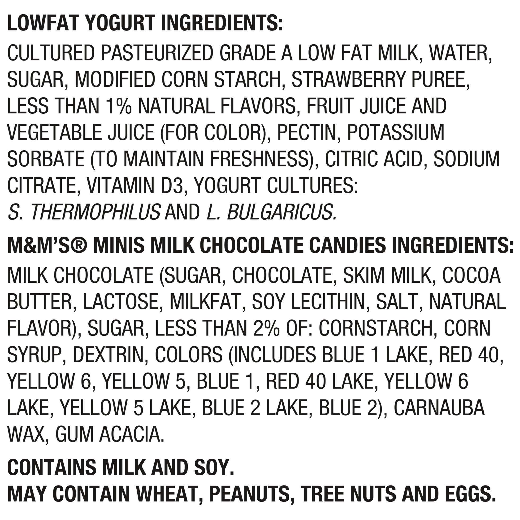 YoCrunch Strawberry Low Fat Yogurt with Mini M&Ms(R), Single Serve Snacks, 4 oz Yogurt Cups, 4 Count