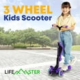 thumbnail image 7 of Kids Scooter – Foldable Seat – LED Wheel Lights Illuminate when Rolling – Children and Toddler 3 Wheel Kick Scooter – Adjustable Handlebar – Indoor and Outdoor- Purple - by Lifemaster, 7 of 7