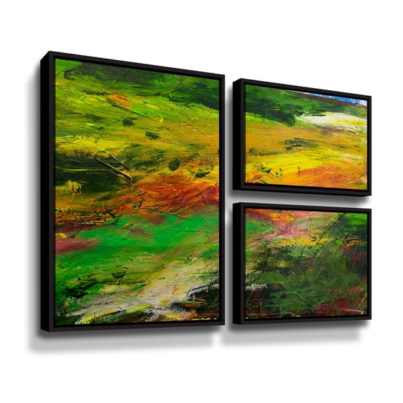 Artwall Crack of Dawn, 3 Piece Floater Framed Canvas Flag Set by Allan Friedlander