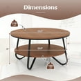 thumbnail image 3 of Costway 2-Tier Round Coffee Table with Wood Grain Finish & Heavy-duty Metal Frame, 3 of 10