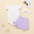 thumbnail image 2 of Fesfesfes Newborn Baby Bodysuit Boys Girls Fly Sleeve Solid Romper Shorts Headbands Outfits Set, 2 of 9