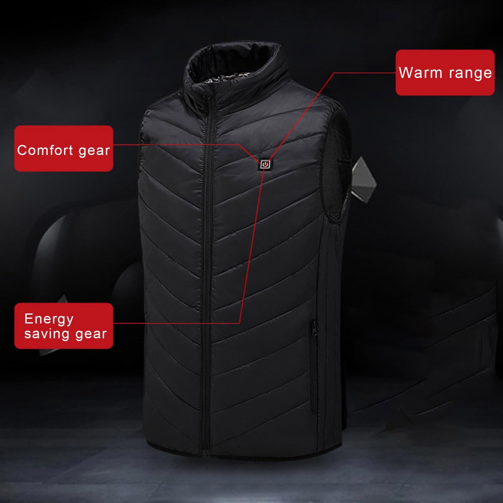 Gilet Chauffant électrique Rechargeable USB Unisexe Gris/noir 4XL | Veste Chauffante Hiver Avec Col Chauffant | Pour Extérieur Et Intérieur - 11
