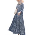 thumbnail image 3 of ZANZEA Womens Layered Floral Printed Full Sleeve Muslim Casual Long Dresses, 3 of 5