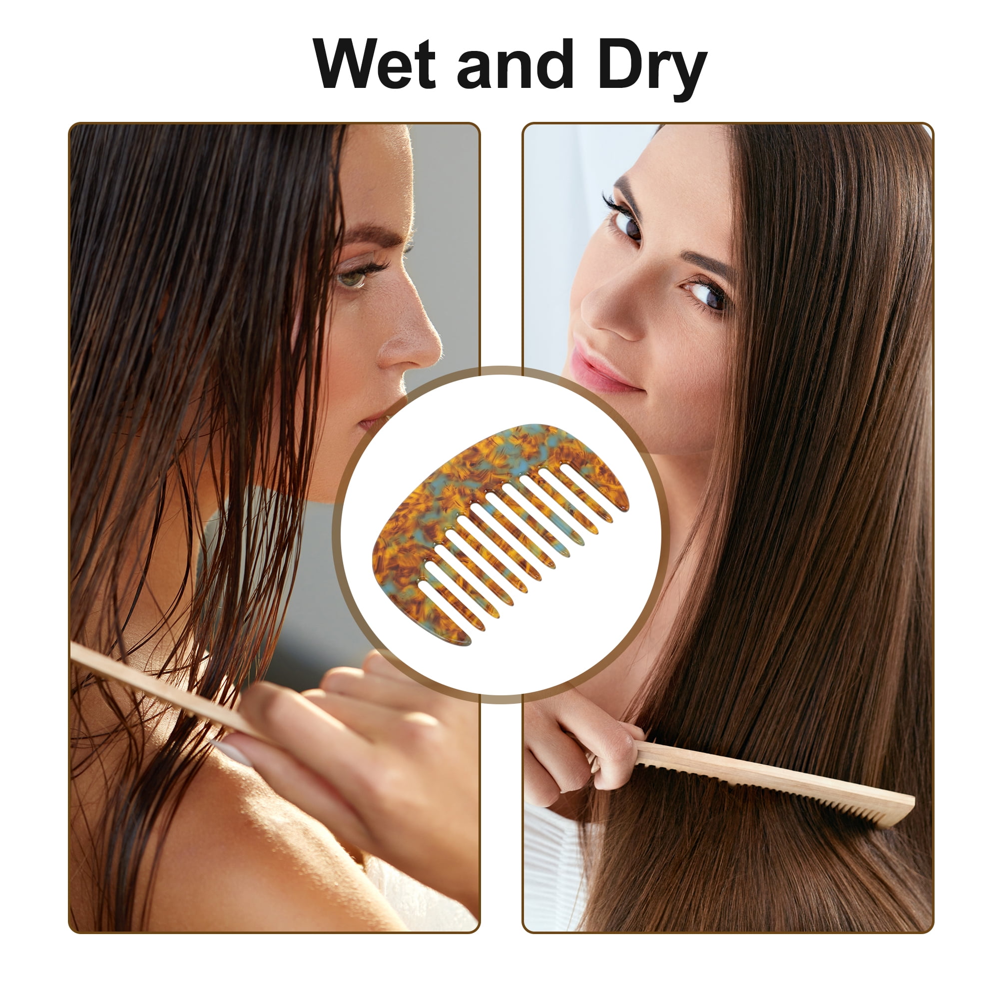 Unique Bargains 1 Pc Mini Wide Tooth Comb for Women Pocket Size Brown 3.39"x1.97"