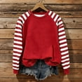 thumbnail image 2 of Enjoytime Casual Tops for Women Striped Patchwork Long Sleeve Crewneck Sweatshirt Fashion Loose Trendy Pullover Sweatshirts Red XXL, 2 of 5