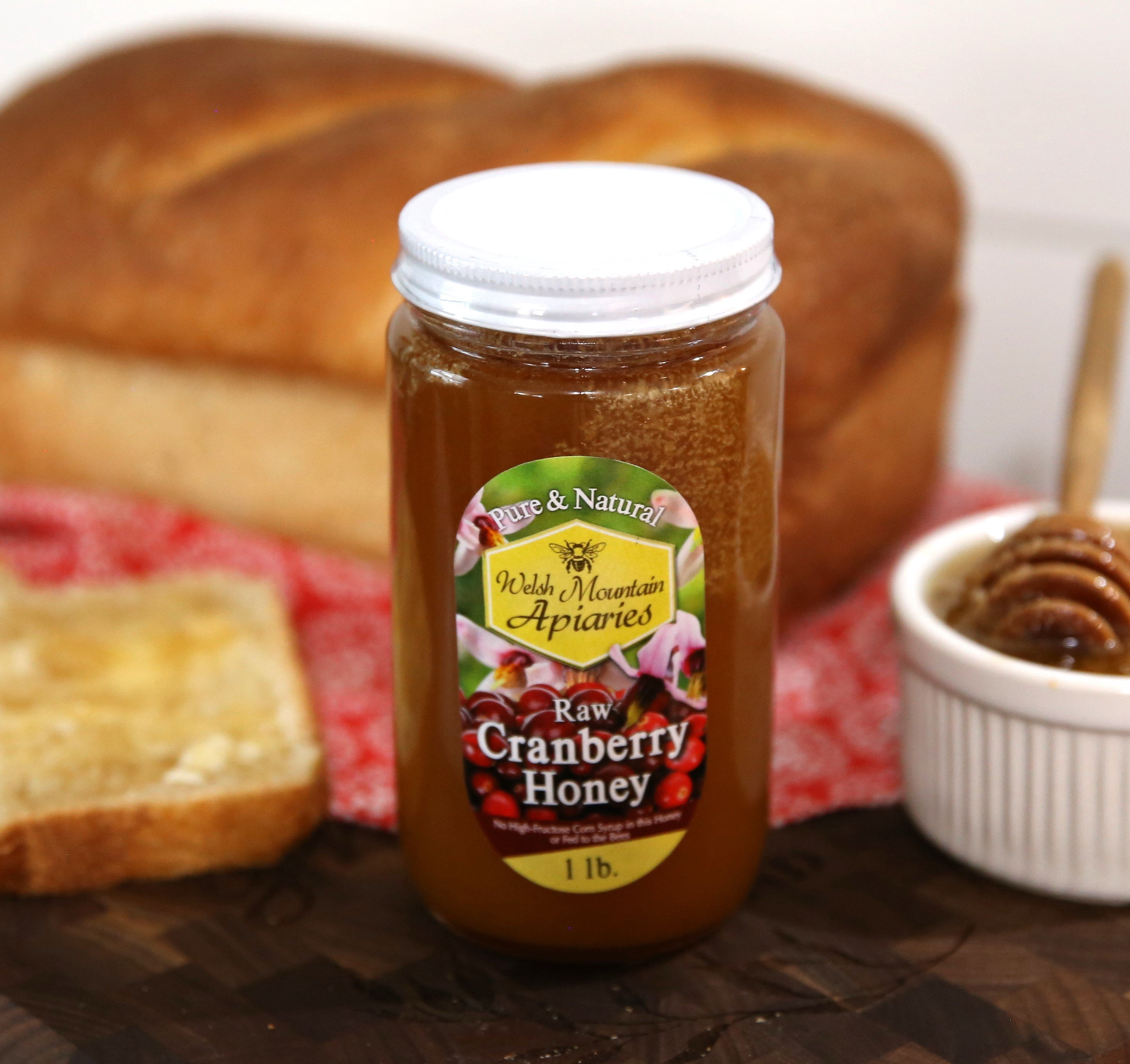 Cranberry Blossom Honey by Welsh Mountain Apiaries, Raw and Unfiltered, Wild Foraged Honey, 16 Ounce Jar Pack of 3